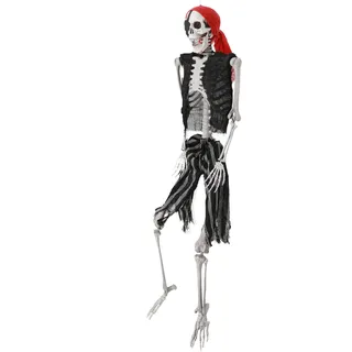 joukares Halloween-Skelett, lebensgroß, 165 cm (bewegliche Gelenke) (Halloween-Skelett-Dekoration), Spukhaus, Friedhofsszene, Requisite für drinnen und draußen, Weiß