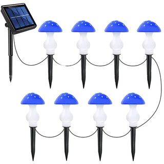 LED Solar Pilze Lichterkette Aussen Solarlampen für Außen Garten Pilz Lampe Gartendeko für Draußen,Innenhöfe, Rasenflächen,(Blau)