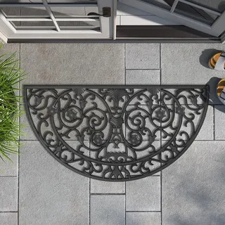 SICHENGDA Türmatte Außen Gummi Halbrund 75x39 cm Schwarz