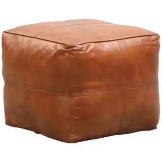 Marrakesch Orient & Mediterran Interior Pouf Vintage Sitzkissen Hocker aus Leder 45 x 40 x 45 cm Fjord