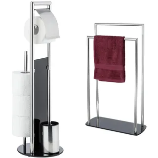 Wenko WC-Garnitur und Handtuchständer 6801g Silber glänzend