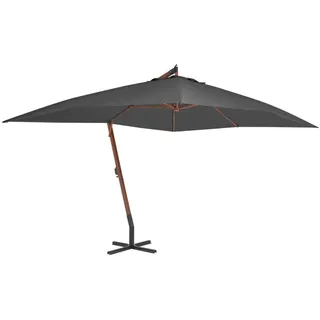 vidaXL Ampelschirm mit Holzmast 400 x 300 cm Anthrazit