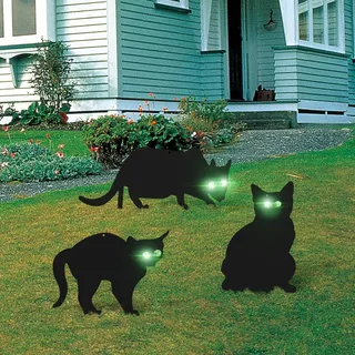 GOTOTOP Vogelabwehr Testsieger Garden Katzen Gartenstecker 3er Set schwarze Katze Rost Deko aus Metall Gartenstecker Baumstecker für Garten Draußen Wildtiere, Vögel, Nagetiere, Füchse