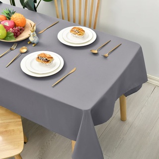 Hiasan Glatt Tischdecke Fleckenabweisend Tischtuch mit Lotuseffekt Leicht Wasserabweisend Tischwäsche, Grau, 130x130cm
