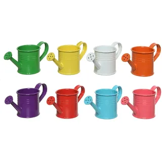 Decoris season decorations Blumentopf, Mini Blumentopf / Übertopf Gießkanne Metall 12x5,5x5cm bunt 8er Set bunt
