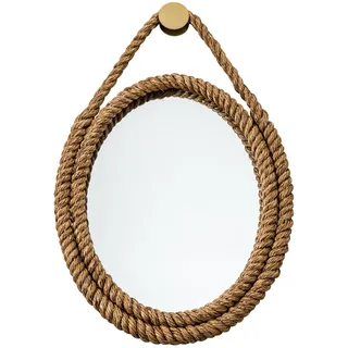 Riess Ambiente Wandspiegel Seven SEAS - 60cm - Natur - Tau oval | Montiert geliefert, maritim, Aufhängung inklusive, vielseitig einsetzbar, Wand-Accessoire