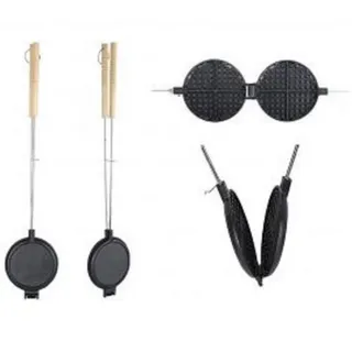 degawo Feuerschale Waffeleisen Outdoor Lagerfeuer Kamin Grill Metall langer Griff, (1 x Waffeleisen) schwarz