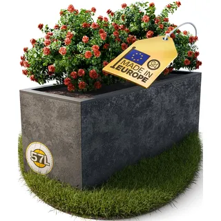 Ondis24 Pflanzkübel Basalt, 57L Pflanzvolumen, rechteckig, Blumenkasten mit Wasserspeicher in Beton-Optik, Balkon Terrasse, Blumenkübel (Anthrazit, 57 Liter)