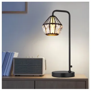 GLOBO LIGHTING Tischleuchte, Leuchtmittel nicht inklusive, Tischlampe rauch Leseleuchte Lampe Tischleuchte Glaskugel H 43 cm schwarz