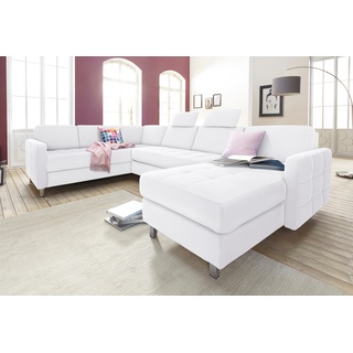 Wohnlandschaft SIT&MORE "Pablo" Sofas Gr. B/H/T: 292 cm x 80 cm x 87 cm, Kunstleder SOFTLUX, Recamiere rechts, ohne Funktion, weiß (altweiß) Wohnlandschaften wahlweise mit Bettfunktion und Bettkasten