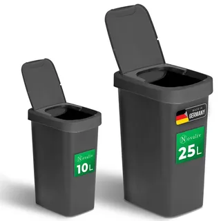 Novaliv Abfalleimer 10 l Schwarz