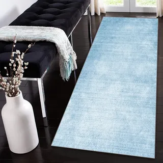 Siunwdiy Extra Langer Teppich Läufer Flur Küche rutschfest Waschbar Hellblau Einfarbiger Teppichläufer Korridor Teppich Küchenläufer Lang 50x120cm Flurteppich Küchenteppich Meterware Anpassbar