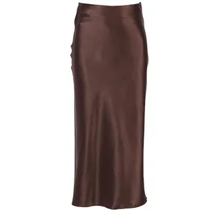 JACTZ Satinrock Solide Satin Seide Rock Frauen High Waisted Sommer Langer Rock Neue Elegante Damen Büro Röcke Midi
