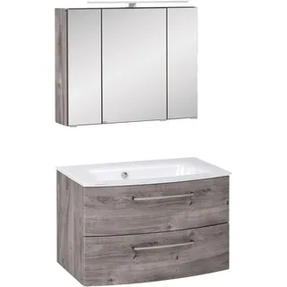 Held Badezimmer Held Möbel Stockholm, Grau, Eiche grau, Holzwerkstoff, 2 Schublade(n) Schubladen, G, 80 cm, Made in Germany, hängend, Badezimmer, Badmöbelsets & Badmöbelserien, Badmöbel-Sets