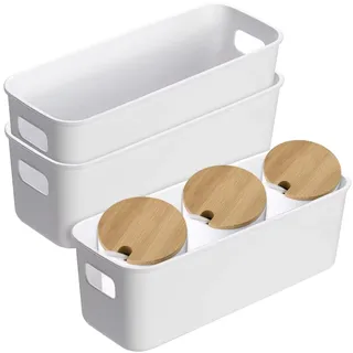 Bailtouk 3 Stück Aufbewahrungskorb Kunststoff, Organizer Box mit Griffen