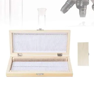 Plyisty Aufbewahrungsbox für Holzdias zum Platzieren vorbereiteter Objektträger, Metallschnalle Pure Solid Wood Handmade, für 50 Dias, mit einem Slide-Code