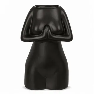 ReWu Dekovase Keramik Vase Women’s Body 18 cm Deko Blumenvase schwarz