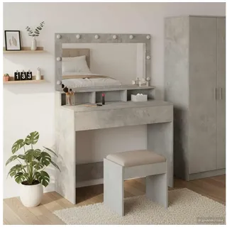 vidaXL Schminktisch Betongrau 100x41x135 cm