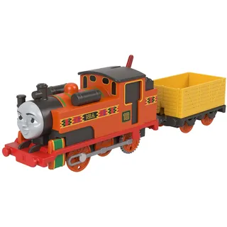 Thomas & Friends, batteriebetriebene Spielzeuglok, Klassische, batteriebetriebene Nia-Lok und Frachtwaggon, Fantasiespielzeug für Kinder im Kindergartenalter, JGF97