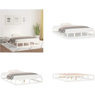 vidaXL Massivholzbett Weiß 120x200 cm - Bettrahmen - Bettgestell - Bett - Holzbettrahmen - Weiß