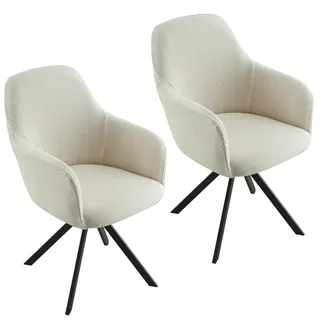 GDWD Stuhlbezug mit Armlehne, Stretch Stuhlhussen, Universal Abnehmbare Schonbezug, Hussen für Stühle, Waschbar Stuhlüberzug für Esszimmer, Küche, Wohnzimmer, Büro, Hochzeit Deko (Beigeweiß 2er Set)