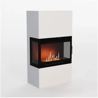 GLOW FIRE Echtfeuer-Dekokamin Lillesand Hoch XL Vision Ethanolkamin, Bioethanol Kamin, 3h Dauer, Heizleistung bis 2KW weiß