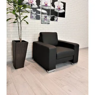 Quattro Meble Schwarzes Echtleder Sessel Atlanta Extra Leder Sessel Rindsleder Wohnzimmer Fernsehsessel Hotel Loungesessel Viele Farben