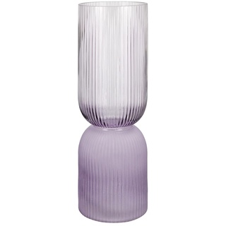 GILDE Deko Vase Glasvase - sommerliche Dekoration und Blumenvase für Balkon und Terrasse - Farbe: Flieder lila - Höhe 31 cm