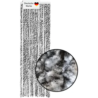 Lemodo Flauschvorhang 56x185cm schwarz-silber-weiß meliert, Fliegenschutz, Türvorhang