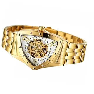 Ailan Automatische Uhr Leichte Herren Business Sportuhr Tragbare verstellbare wasserdichte Luxusuhr Zifferblatt Armbanduhr, Gold/Weiß