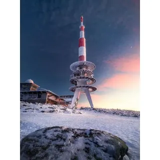 CALVENDO Puzzle Planet Brocken - Harzturm im Winter 1000 Teile Lege-Größe 64x48cm Foto-Puzzle für glückliche Stunden