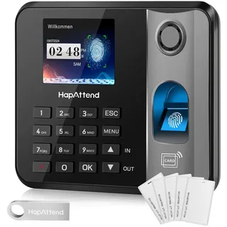 HapAttend zeiterfassung für kleinbetriebe, Fingerabdruck stempeluhr arbeitszeiterfassung stempeluhr, Deutsche Ausgabe stechuhr zeiterfassung Mitarbeiter mit 5 RFID (0 monatliche Gebühren H1)