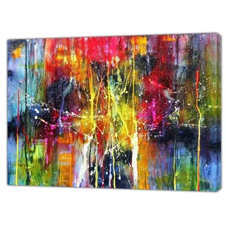 YourHomeArt Jackson Ölgemälde im Pollock-Stil, bunt, abstrakt, Bild, Reproduktion, Druck auf gerahmter Leinwand, Wandkunst, Heimdekoration, 50 x 40 cm, 18 mm Tiefe