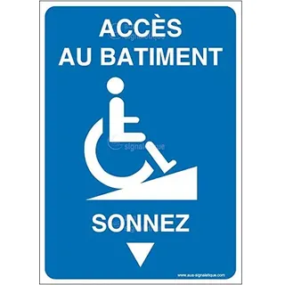Aua Signaletique - Panneau Accès au Bâtiment - Sonnez-Ai - 300X420 Mm, Aluminium Dibond 3 mm