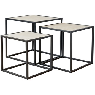 Levandeo® Couchtisch, 3er Set Beistelltisch Metall Schwarz Holz Cube quadratisch Couchtisch Deko Tisch