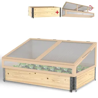 Schroth Home Frühbeete Hochbeete 120 x 80 x 100 cm – Frühbeet - Anzuchtgewächshaus - Hochbeet Abdeckung inkl. 3 Faltrahmen 120 x 80 x 20 (Frühbeet komplett)