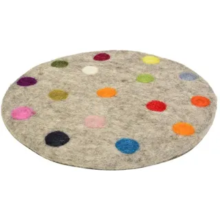 Frida Feeling Topfuntersetzer Spotty aus Filz mit bunten Tupfern | Ø ca. 20 cm (Grundfarbe: hellgrau)