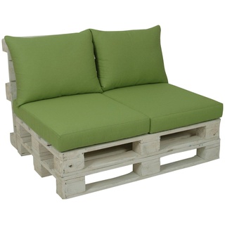 GO-DE Palettenkissen, 60x80 cm, 12 cm gepolstert, 2 Sitz- und 2 Rückenkissen für 1 Palette grün