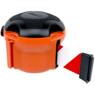 PROREGAL Gurtkassette mit extra langem Gurtband ohne Halterung | Gurtmaß LxB 900x5cm | Orange, Gurt Rot-Weiß