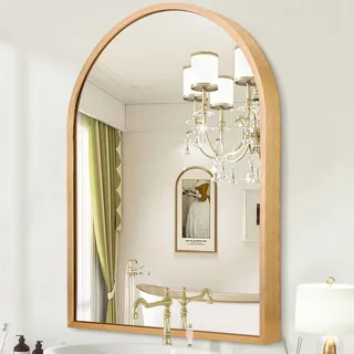HLFMVWE Gewölbeter Wandspiegel Gold Arch Spiegel Aluminiumlegierung Rahmen Badezimmer Spiegel für Eitelkeit Wohnzimmer, Schlafzimmer und Eingang 70 x 50 cm