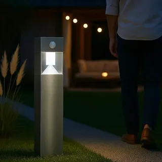 MeLiTec Solar LED Gartenleuchte, Wegeleuchte, mit Bewegungsmelder, SO31-SO32 (Edelstahl, eckig)