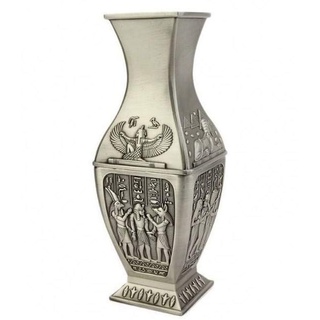 lachineuse - Ägyptische Vase, 18 cm – Stahl, Farbe Silber – Deko-Artikel Ägypten Antike – Anubis, Horus, Isis Flügel, Sphinx – Geschenkidee Souvenir Ägypten