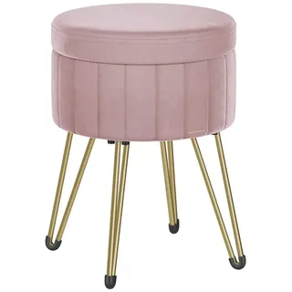 SONGMICS Sitzhocker Hocker (Schminktischhocker, Samt Schminkhocker), 4 Metallbeine, für Ankleidezimmer, Wohnzimmer, Schlafzimmer rosa