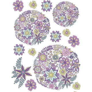 Sanders & Sanders Wandtattoo Blumen Lila, Rosa und Gelb 65 x 85 cm, Tapeten & Wandverkleidungen, Wandtattoos & Sticker