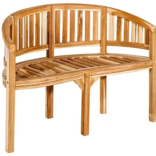 Divero 2 Sitzer Bananenbank Havana geschwungen aus Teak Holz unbehandelt – Farbe: braun