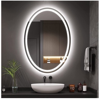 Dripex Badspiegel LED Oval Spiegel, Wandspiegel mit Beleuchtung B-60x80cm