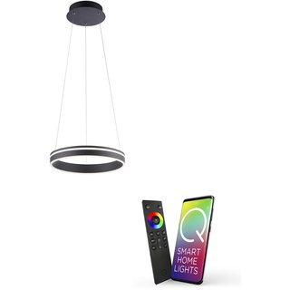Paul Neuhaus Q-VITO LED Pendelleuchte, Works with Alexa – Smart Home, Fernbedienung CCT warmeiß – kaltweiß (40cm Anthrazit)