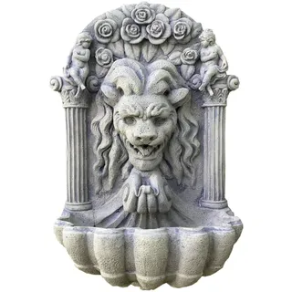 Casa Padrino Barock Wandbrunnen Löwe Antik Grau 97 cm - Schwere Ausführung - Antik Stil Löwenkopf Brunnen