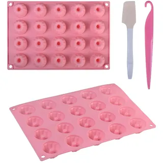 2 Mini Gugelhupfform Silikon (40 Stück), Geeignet für die Herstellung von Mini-Kuchen, Keksen, Pralinen und Süßigkeiten, Inklusive Silikon-Backspatel und Kunststoff-Auslösestab