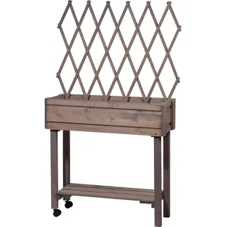 Dobar rollbares Hochbeet mit Rankgitter 79 x 28,5 x 130 cm Grau